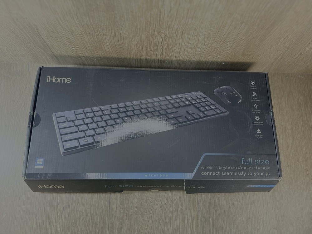 IHome Wireless Keyboard/Mouse Bundle for Windows 10 Bluetooth Black