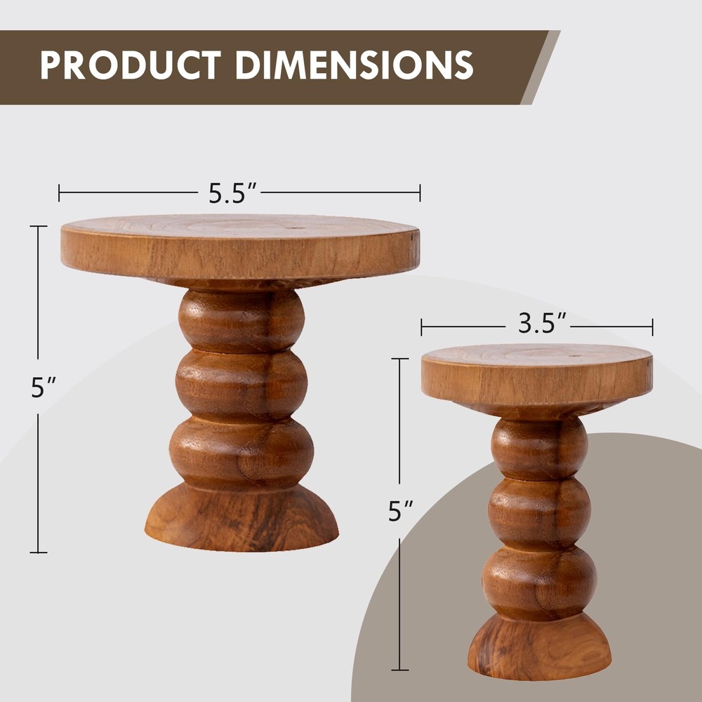 Mini Round Wood Risers, 2 Pieces Mini Riser Stand, Display Riser for Candles,...