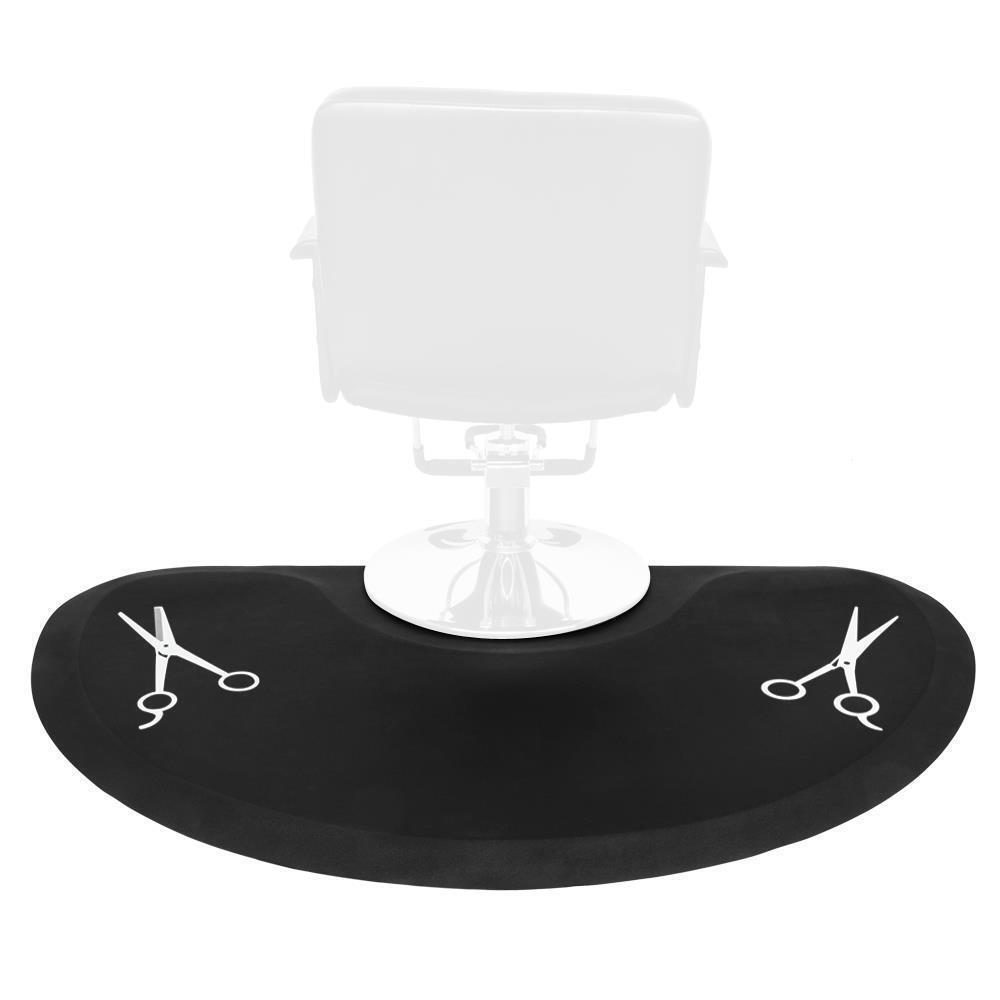 3' x 5' Salon Barber Shop Chair Anti-Fatigue Floor Mat Black Semicircle 1/2”
