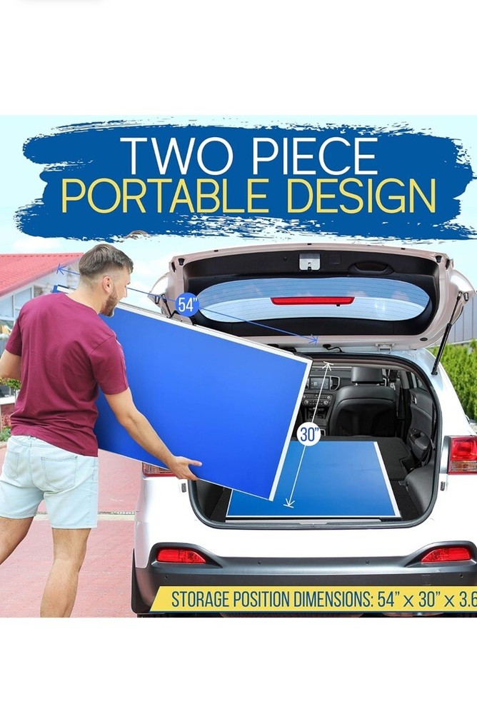 SereneLife 4 pcs. Foldable Table Tennis Table w/ Single Player Playback Mode