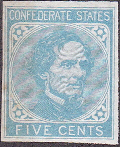 Confederate #7L Richmond Printing on London Paper Five Cent Stamp
