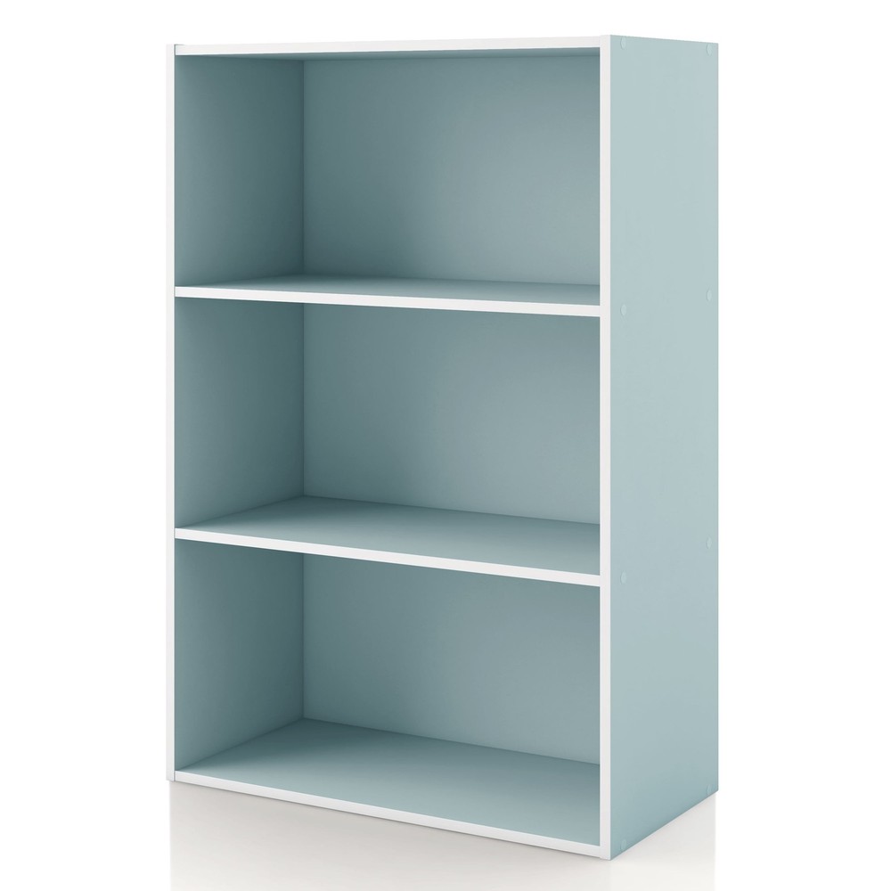 3 Tier Stackable Wood Bookcase Brooks Light Blue W/ Sturdy & Versatile