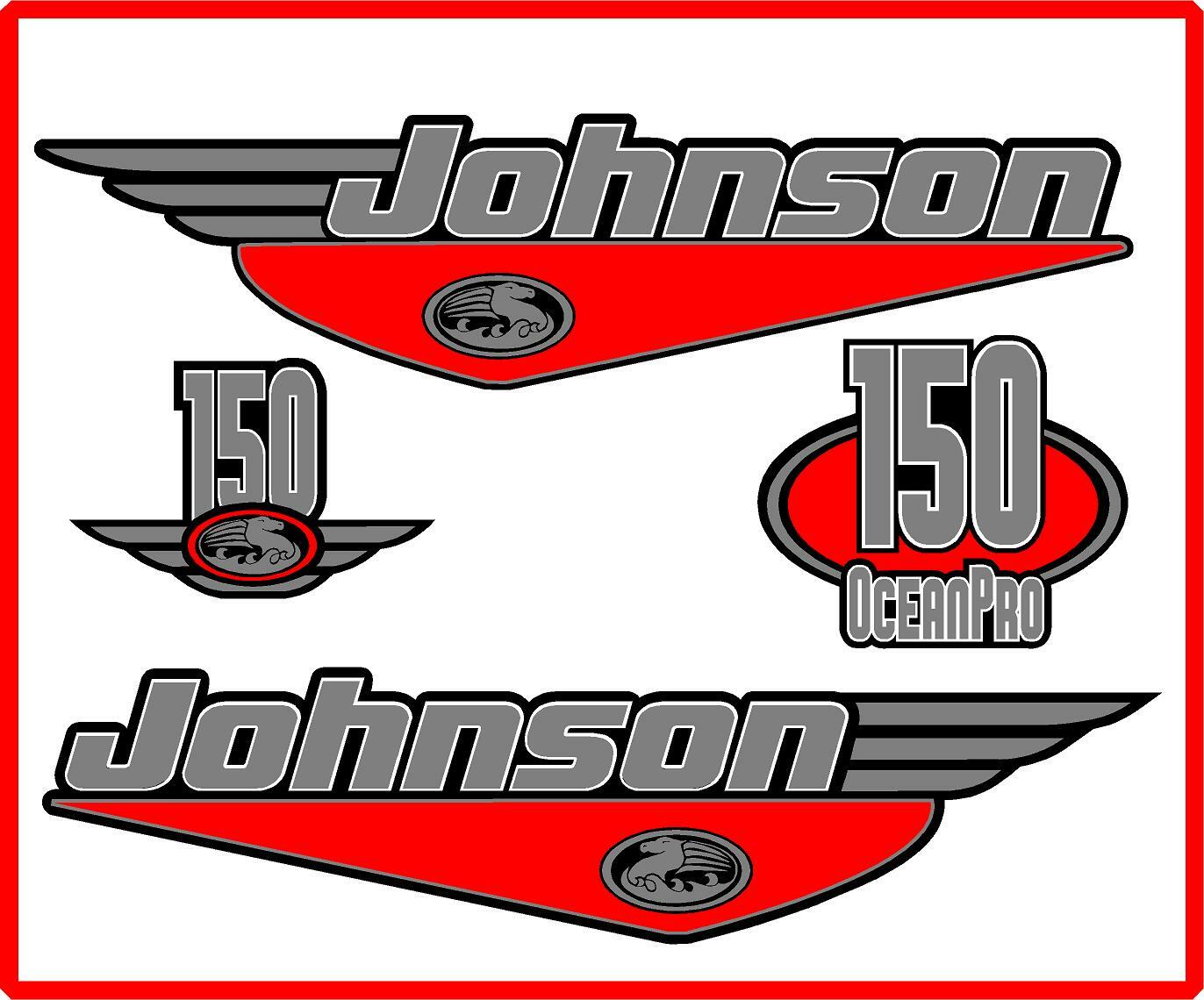 Johnson 150HP Oceanpro Outboard Boat Motor Decal Kit Cowling Engine