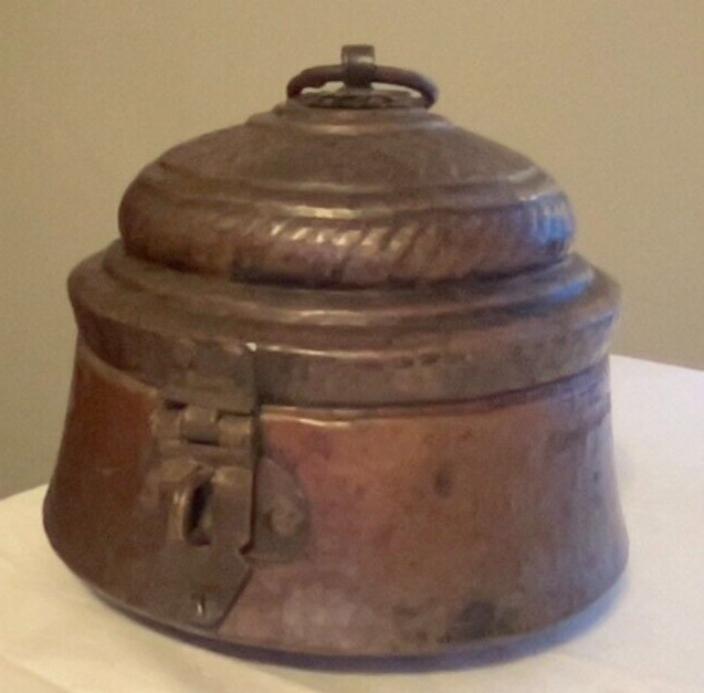 Vintage Signed Copper Hammered Chapatti Bread Box