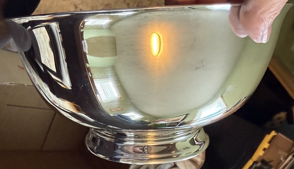 Reed & Barton 104 Silverplate Bowl Red Interior With Footed Bottom