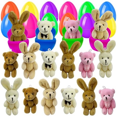 12 Pcs Prefilled Easter Eggs with Animals Filled Easter Eggs with Toys Inside
