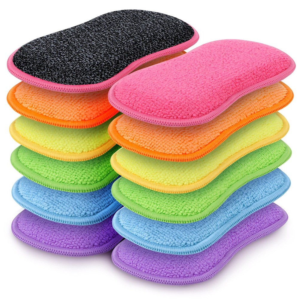 HOMEXCEL 12 Pack Multi-Purpose Scrub Sponges Kitchen, Dish Sponge, Multicolor