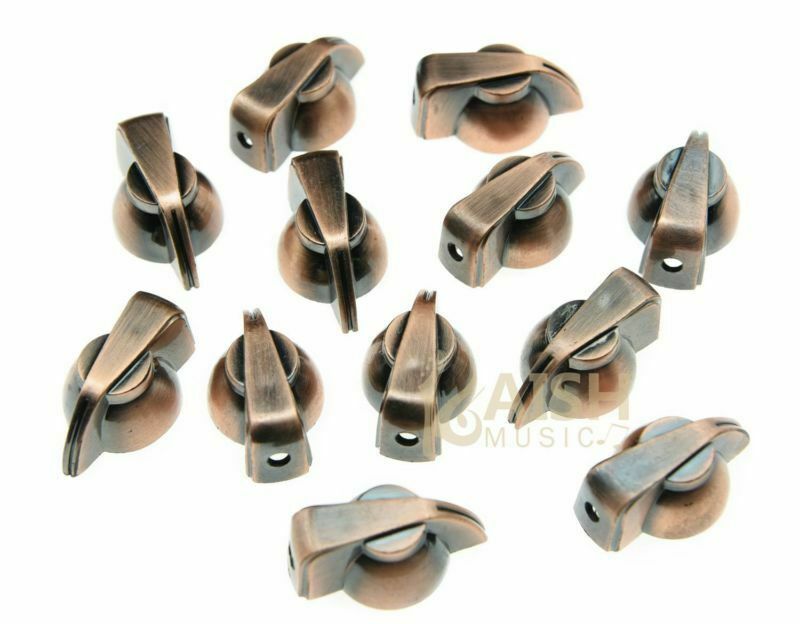 KAISH 12x Brass Insert Guitar Chicken Head Knobs AMP Effect pointer Knobs Bronze