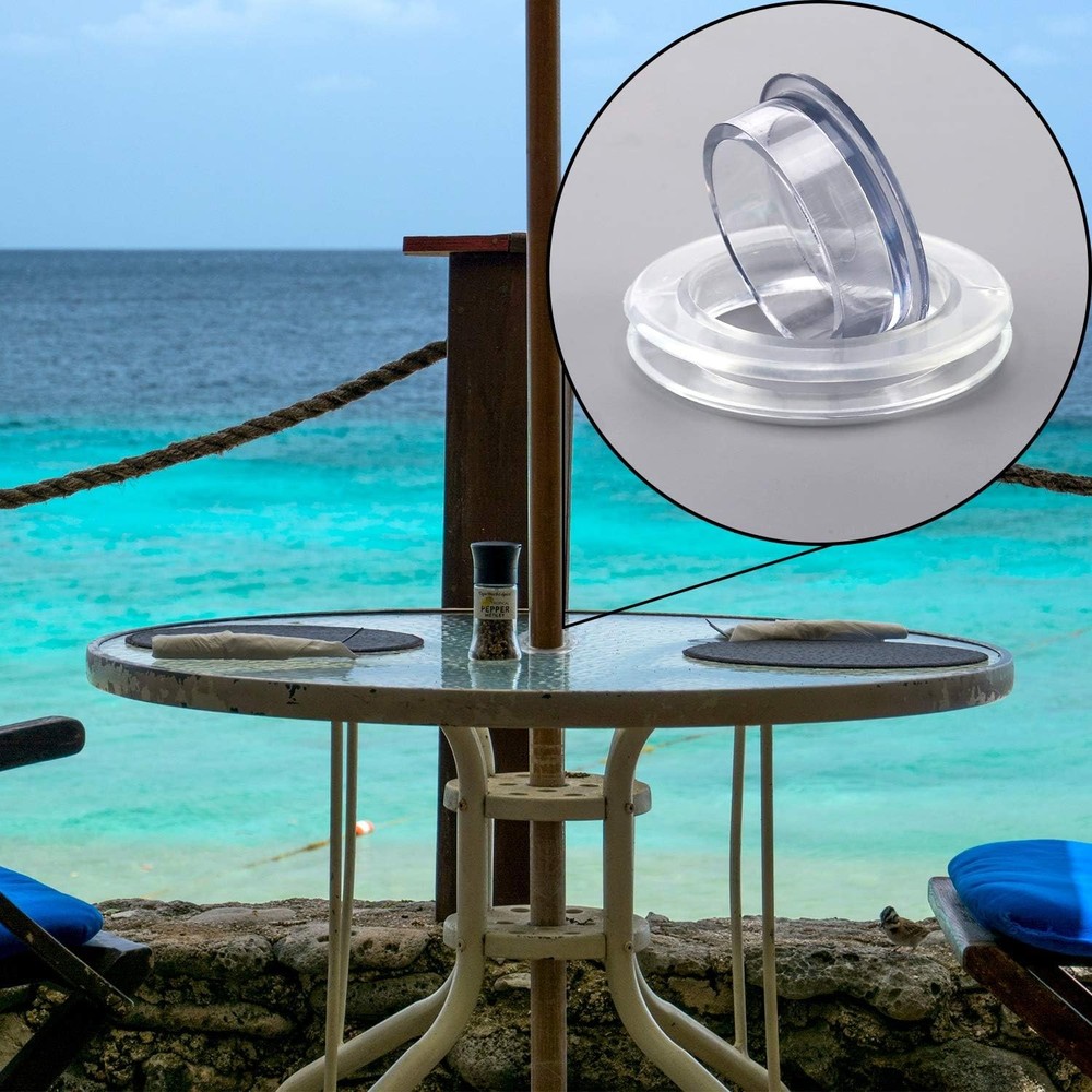 2 Sets 2 Inch Silicone Patio Table Umbrella Hole Ring and Cap for Patio Deck
