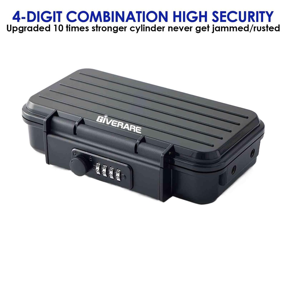Portable Lock Box, 4-Digit Combination Safe Boxes with Detachable Cable, Anti...
