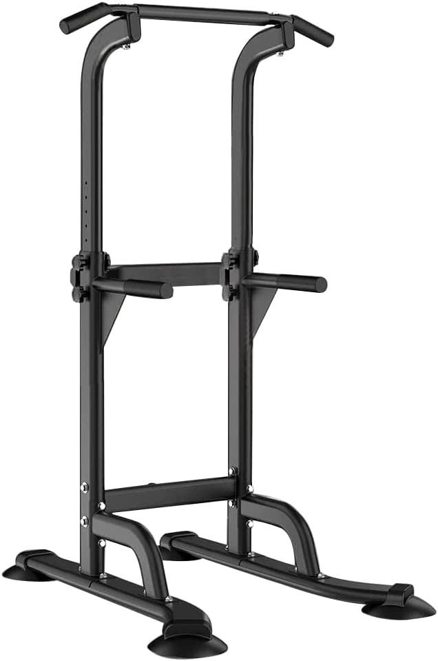 Power Tower Pull Up Bar and Dip Station, Height Adjustable Dip Stand Exercise...