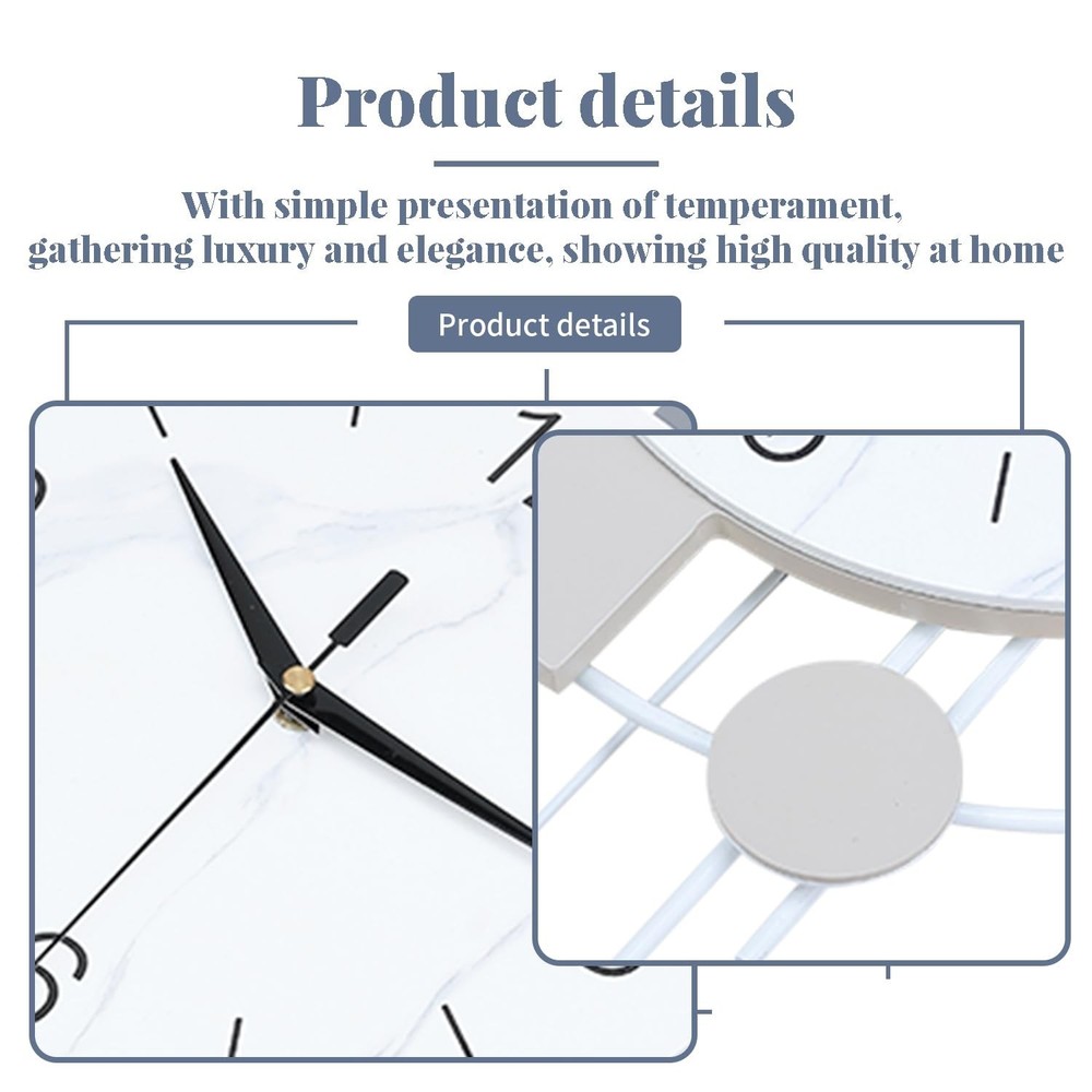 Decorative Silent Quartz Wall Clock with Pendulum, Battery Operated, Large fo...