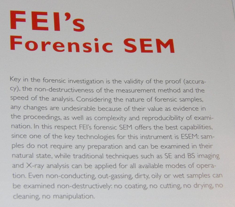 VTG 1999 FORENSIC SCIENCE WITH PHILIPS SCANNING ELECTRON MICROSCOPE BROCHURE/SEM