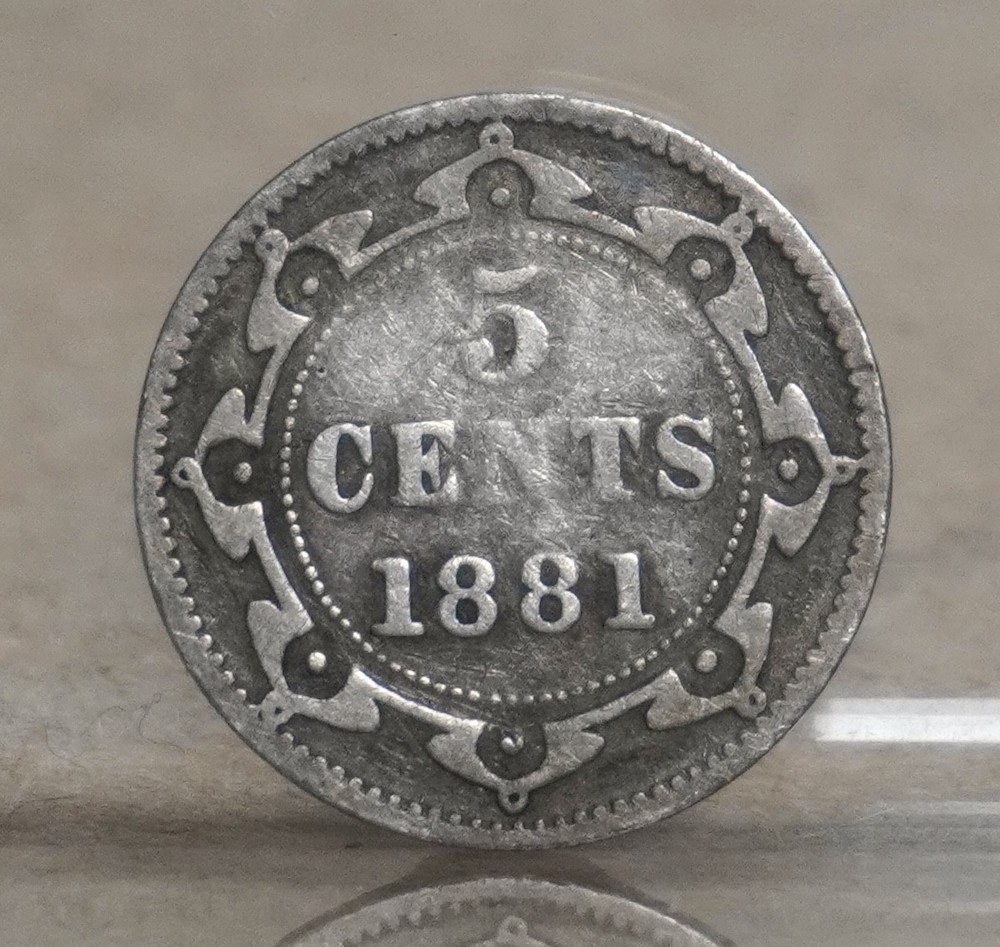 NEWFOUNDLAND 1881 FIVE CENTS SILVER