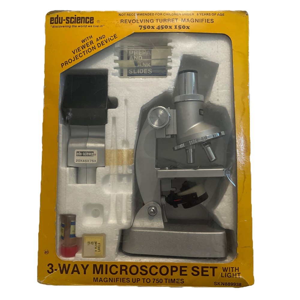 Vintage Edu-science 3 Way Microscope With Viewer And Projection *Read