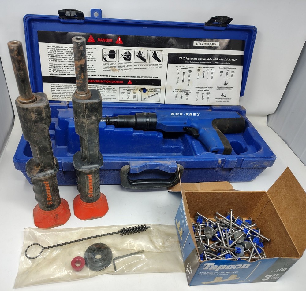 Powder Actuated Tool Ramset Bundle w/ Duo-Fast DF-27, Hammers, Pins Case