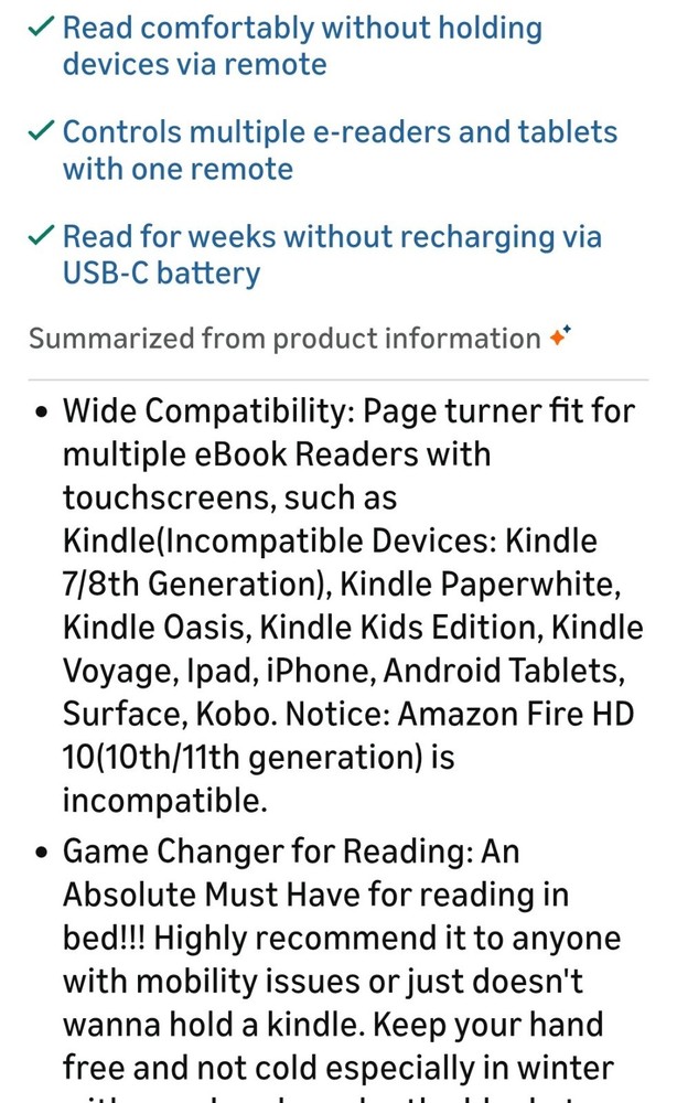 RF Remote Control Page Turner for Kindle Paperwhite Accessories Ipad Reading...