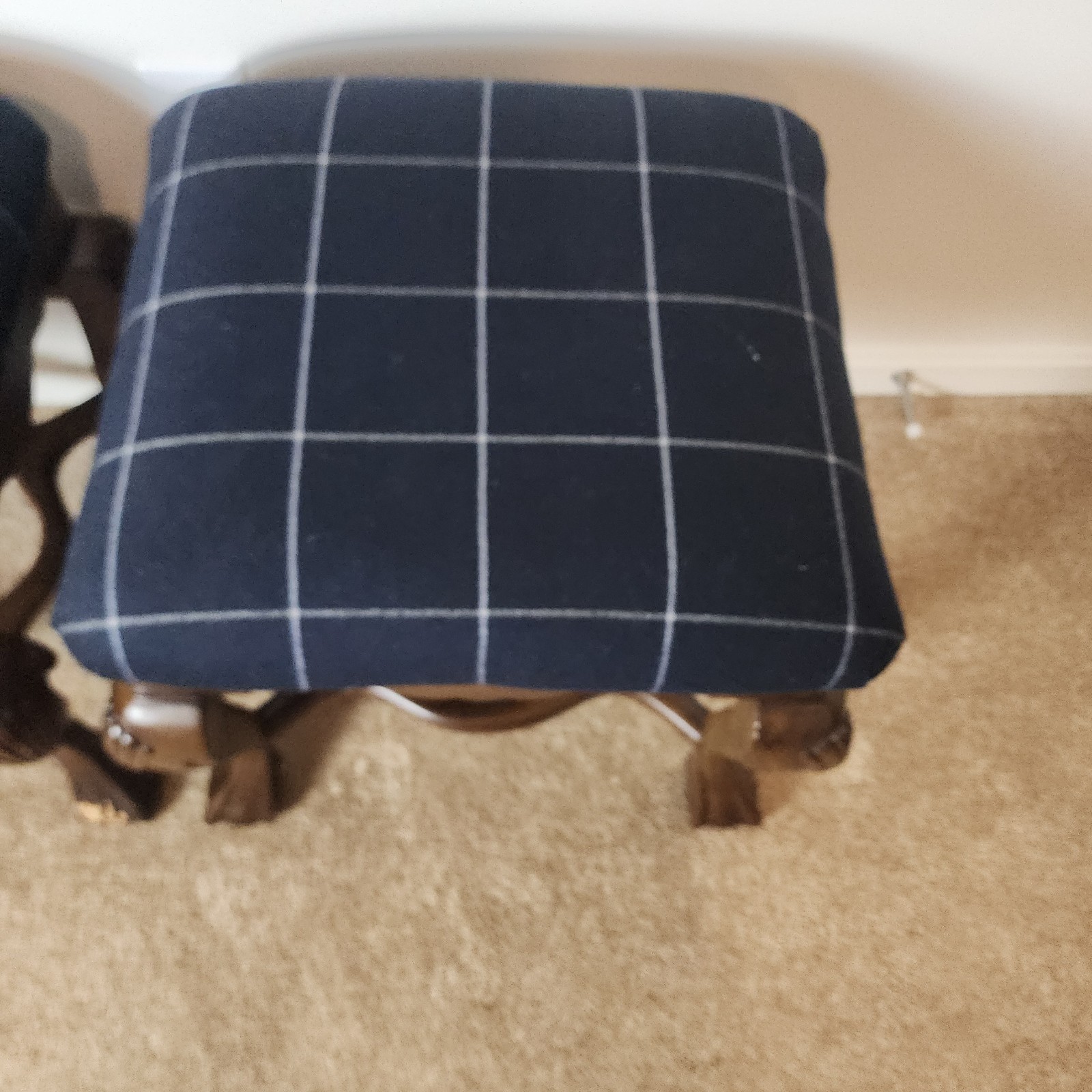 Vintage Pair of Georgian Style Walnut Foot Stools Mid-Century Vintage 1960–1970s