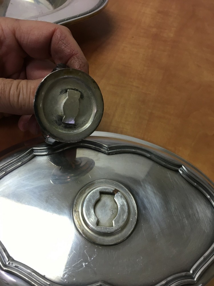 Vintage Sheffield Silver Co Divided Vegetable Serving Bowl Dish with Lid #2225