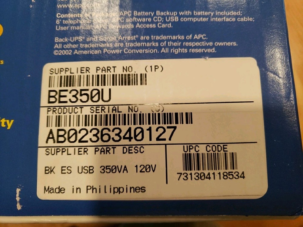 New APC Battery Backup 350va (200 Watts)