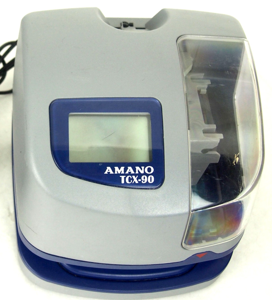 Amano TCX-90 Atomic Time Punch Card Clock Tested Works - with key
