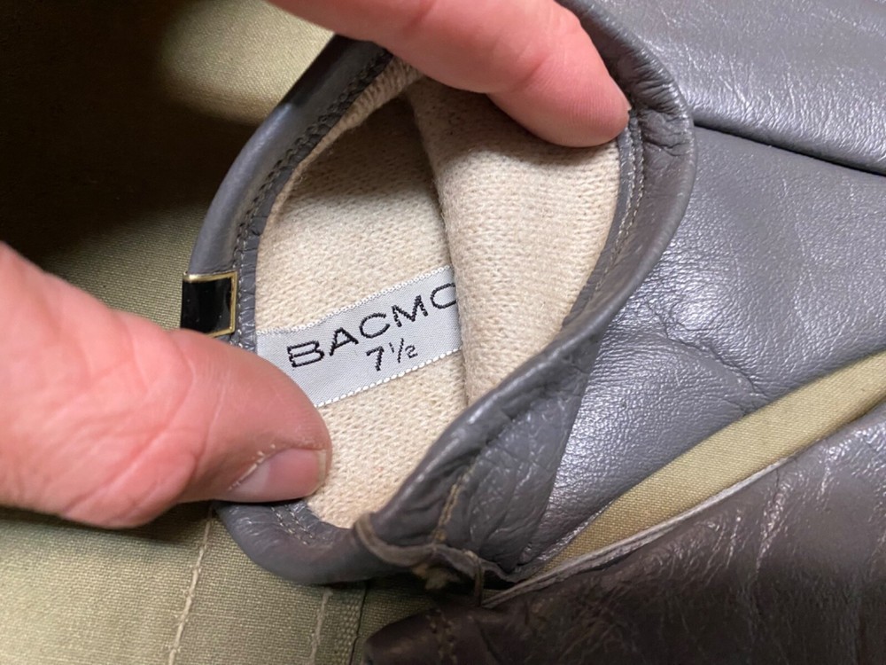 ORIGINAL WWII US ARMY OFFICER CUSTOM PX BOUGHT GREY LEATHER FIELD GLOVES-SMALL