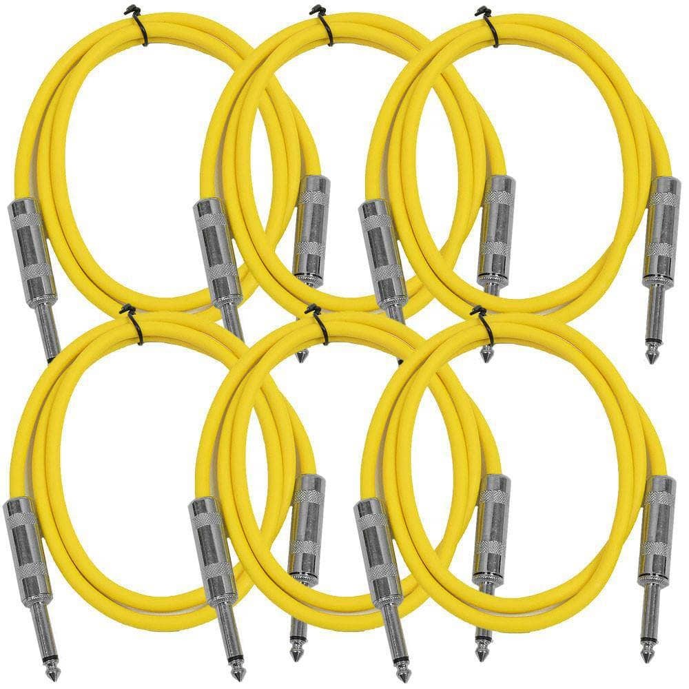6 Pack Yellow 3 Foot TS Patch Cables
