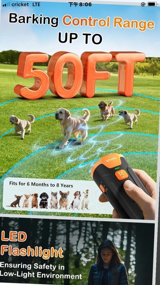 ATVIOO Dog Bark Controller Anti-Barking Device with Nighttime Illumination