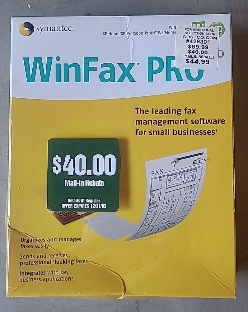 Symantec WinFax Pro 10.0 Fax Software Program app for Windows. New-Sealed Box
