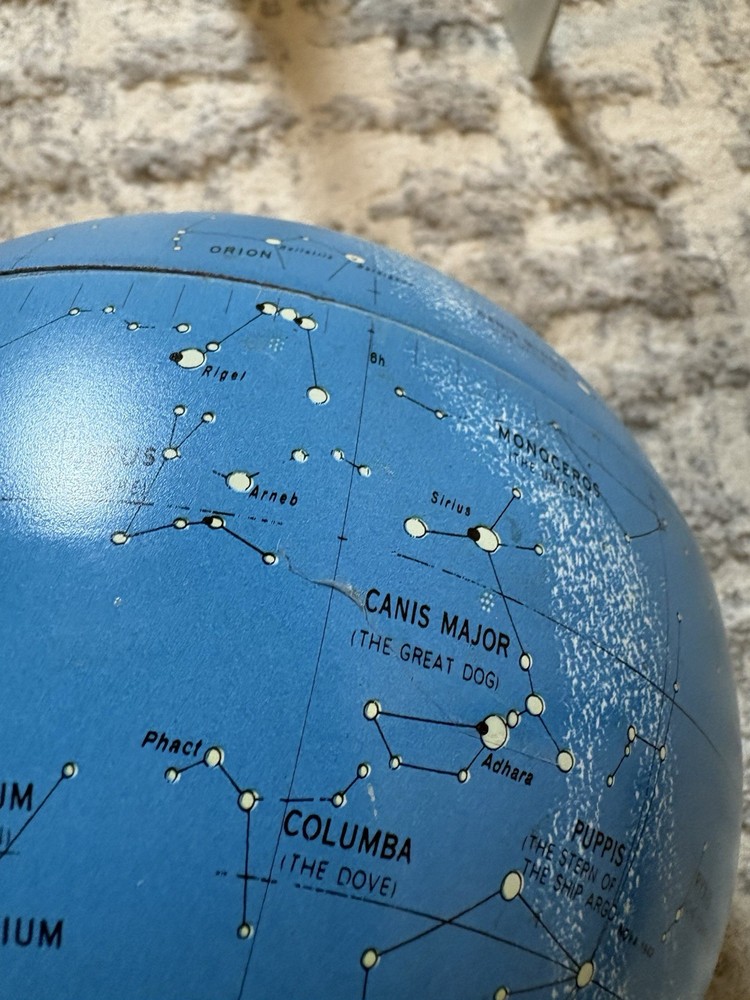 Vintage 1970 Replogle Tin Celestial Constellation Space Globe Stand - RARE