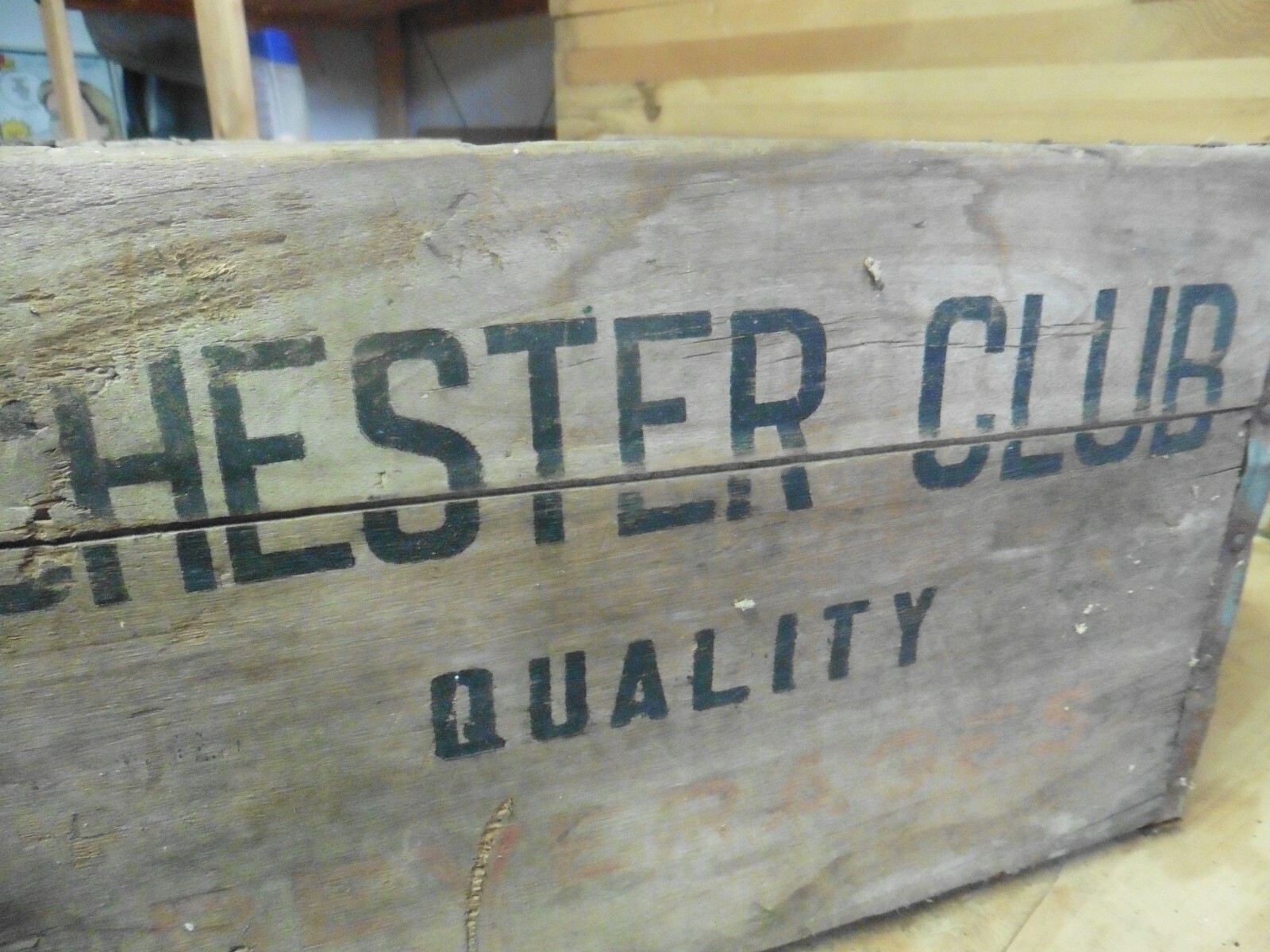 vtg Milk Crate wood metal Box Chester Club BeveragesRare Poughkeepsie 1950's
