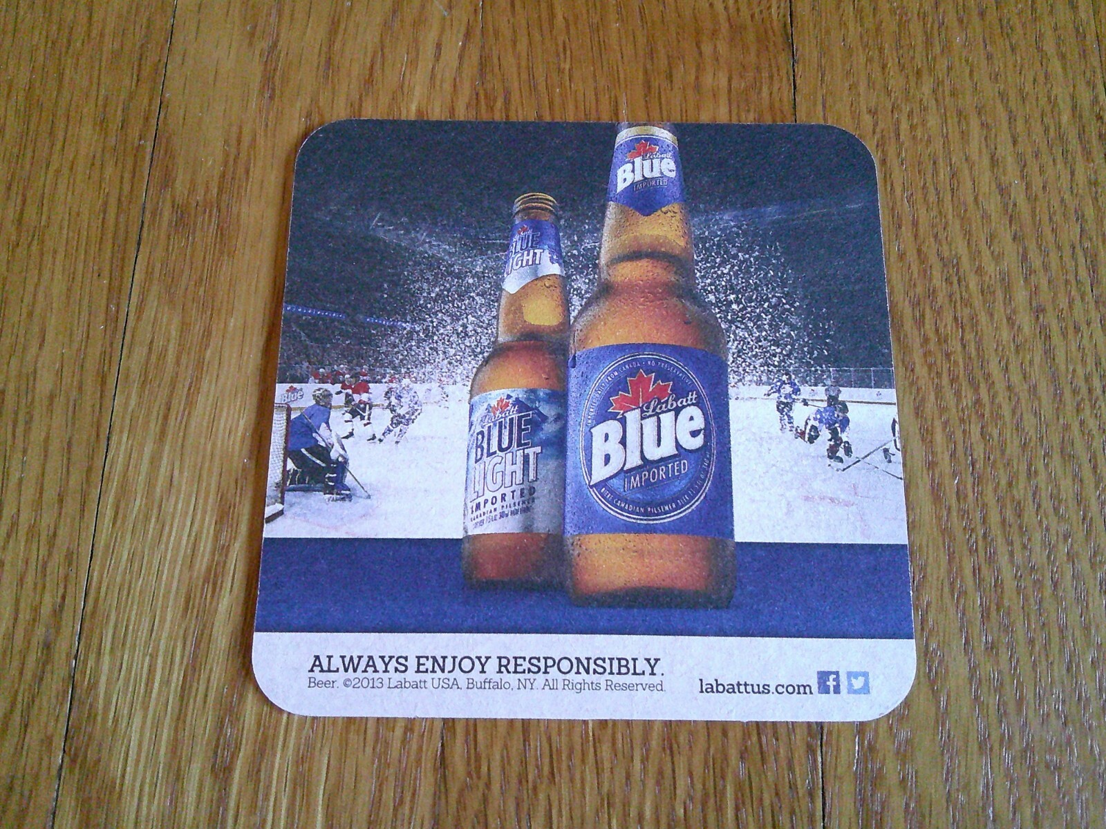 Labatt Blue Beer Coaster 2013 Ice Hockey Power Play Collectible FREE SHIP