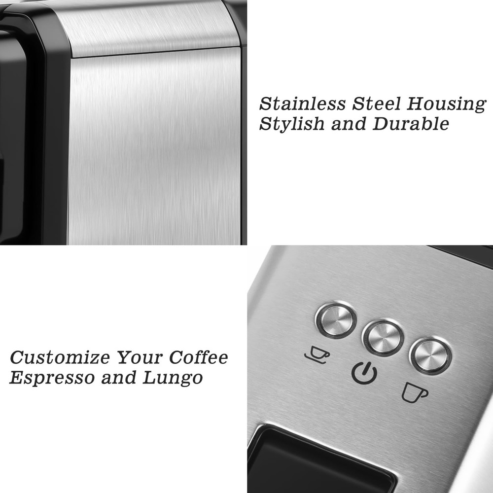 Espresso Machine Single Serve Coffee Machine with Nespresso Pods, Adjustable ...
