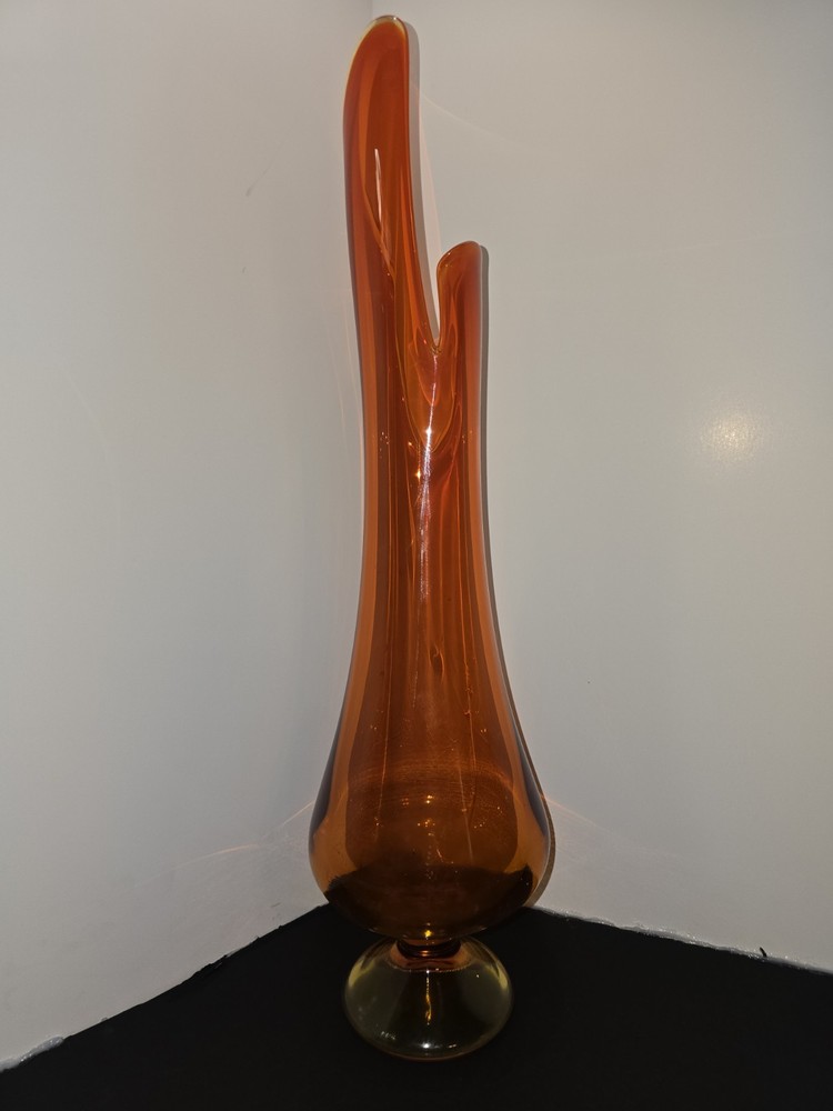 L.E Smith Orange Swing Vase