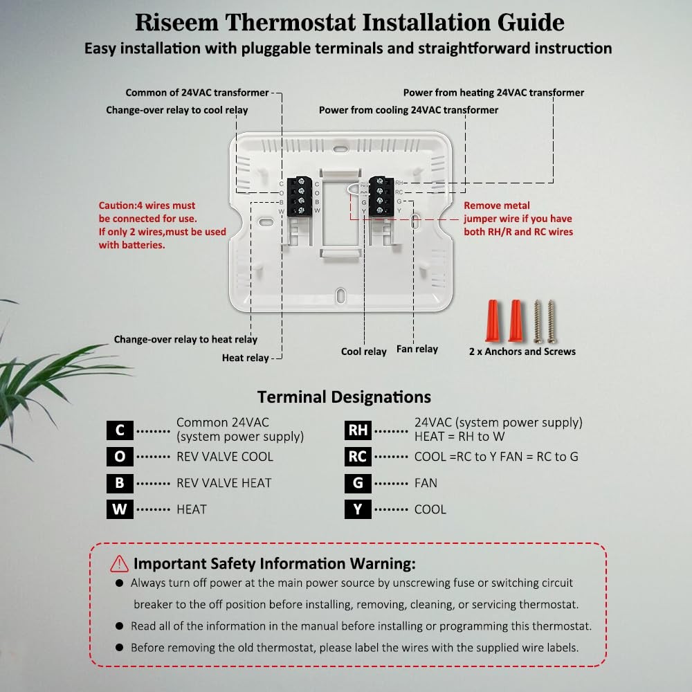 Non-Programmable Thermostat for Single-Stage Heating & Cooling, Easy Install