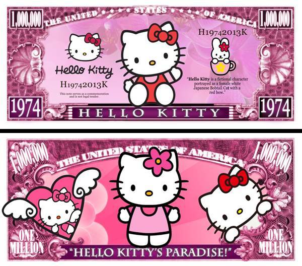 OUR HELLO KITTY DOLLAR BILL (2 Bills)