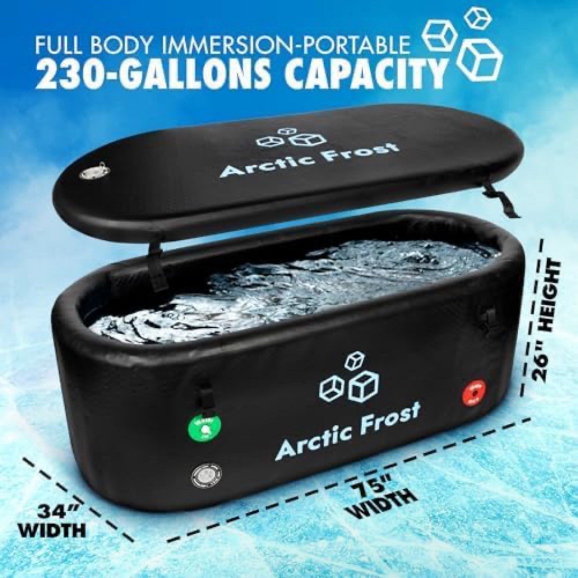 New Large Arctic Frost Portable Ice Bath Cold Plunge Tub with Cover