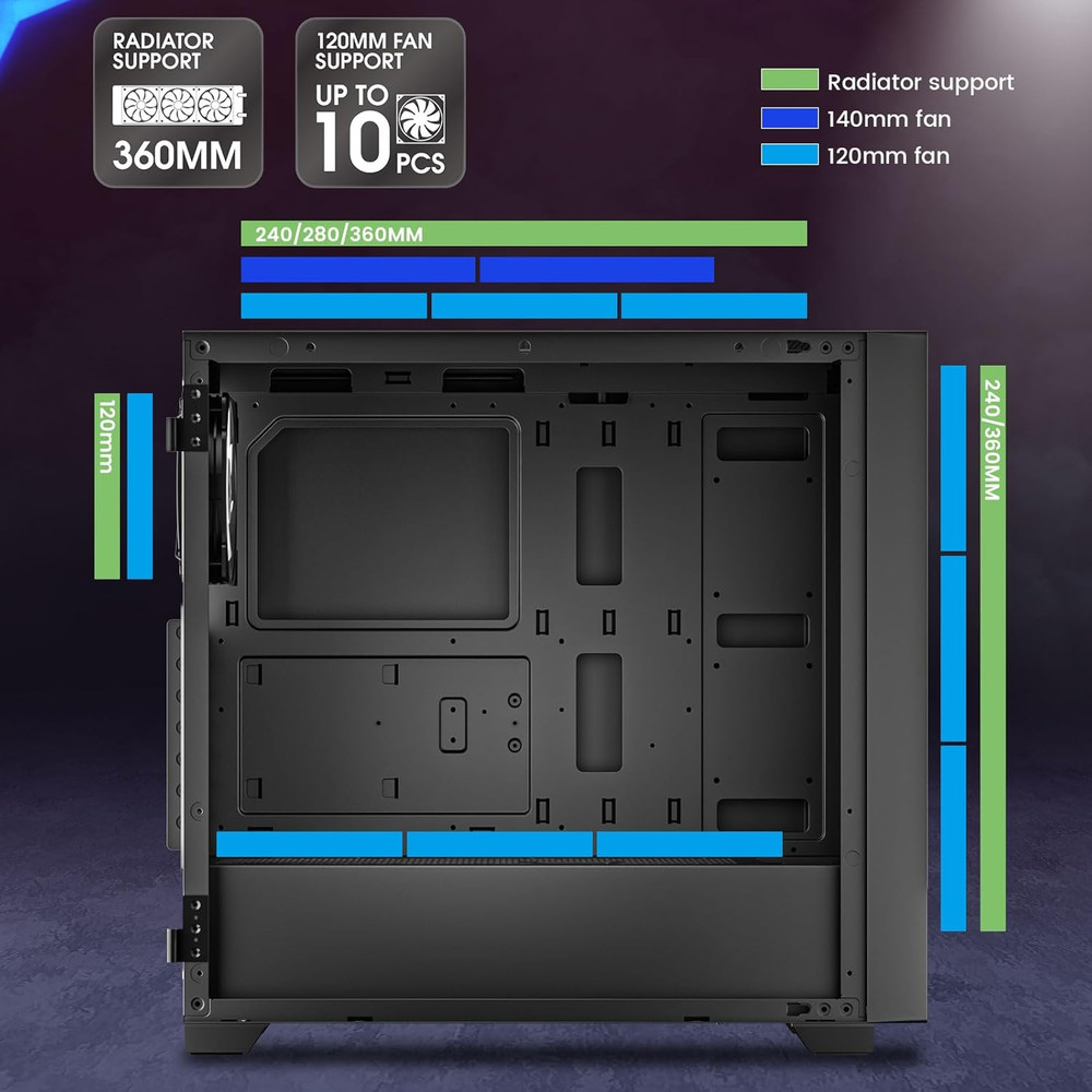 AL800 Full Tower PC Computer Case - Door Opening Design Tempered Glass, E-ATX/AT