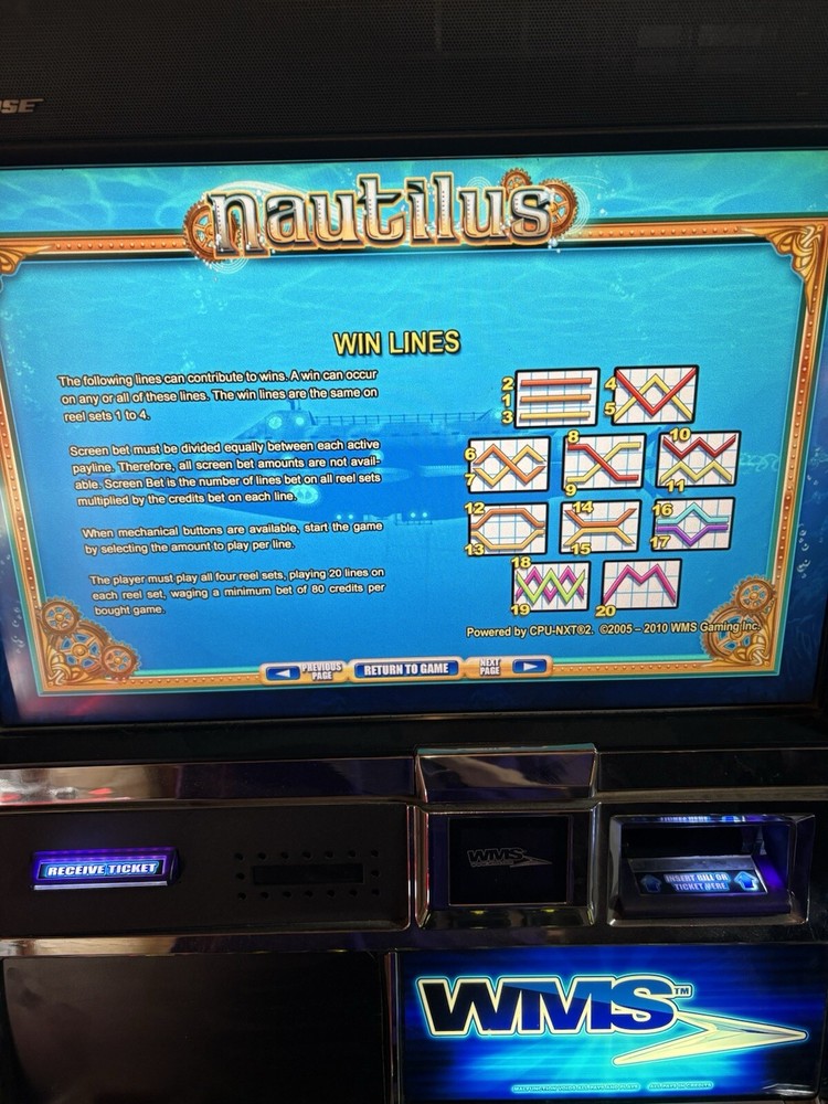 WMS BB2 NAUTILUS SLOT MACHINE SOFTWARE GAME CARD ONLY MULT GAME PLAY STYLE