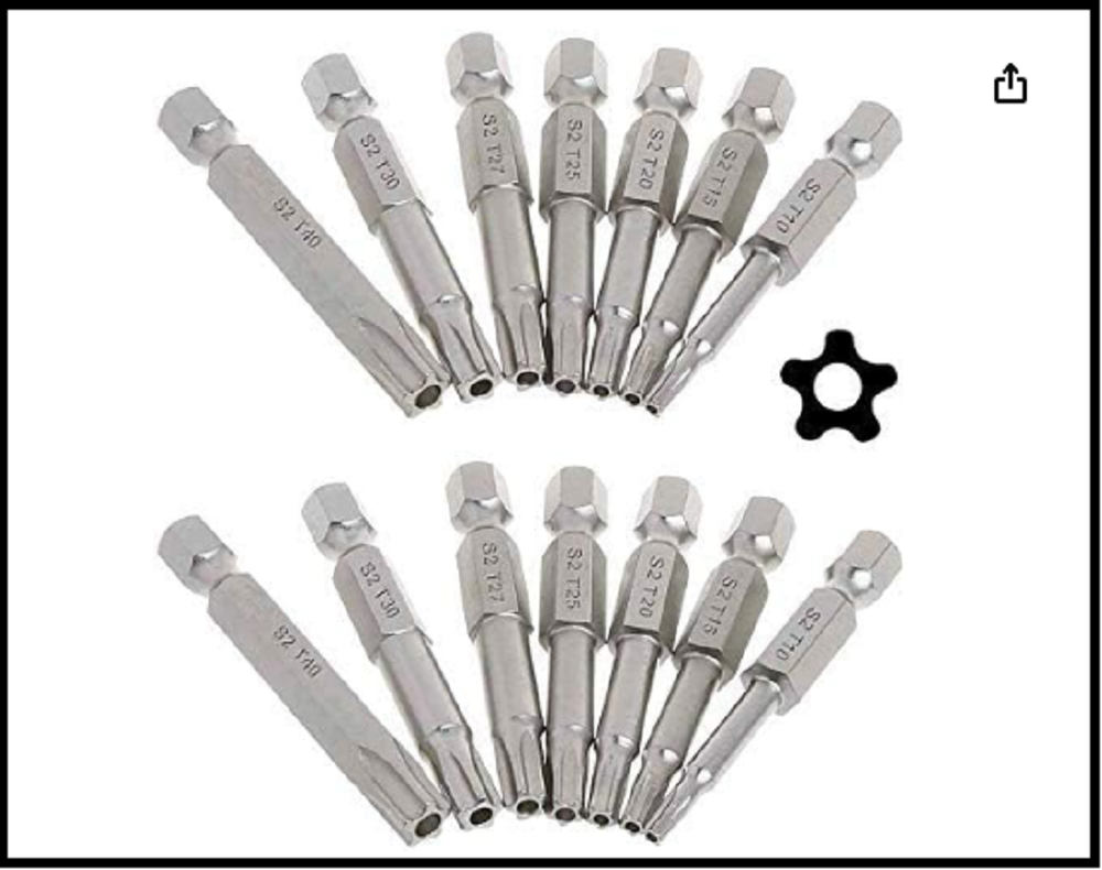 Mesee 5 Point Security Star Torx Screwdriver Bits Set 14Pcs Security Star Torx
