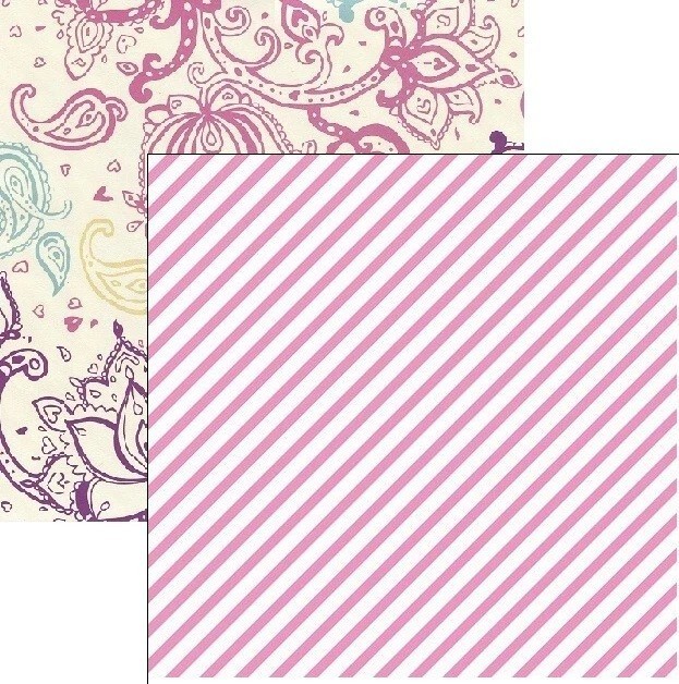 Pink Stripe, scrapbook paper, Double-sided Ella & Viv - EAV694