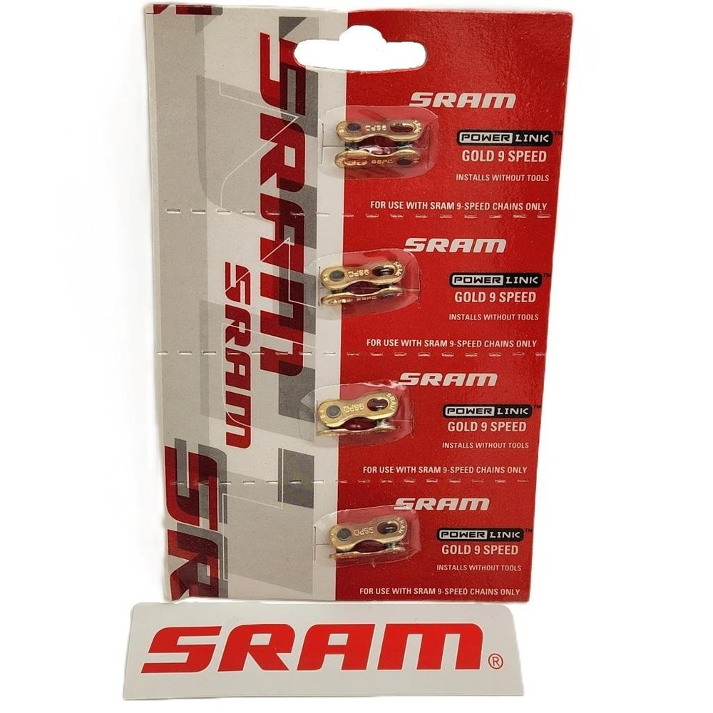 SRAM 9-Speed PowerLink Gold Bicycle Chain Master Links 4-Pack - OPEN PACKAGE