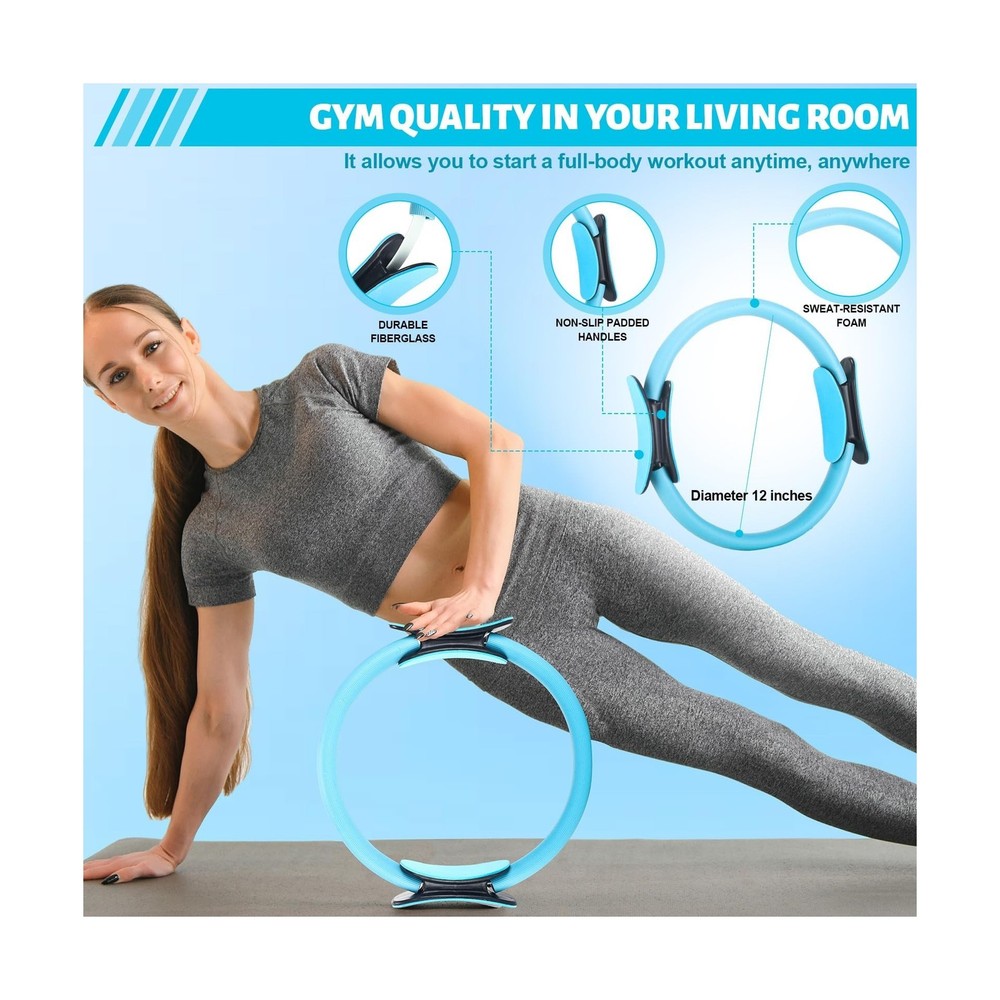 RoundFunny Pilates Ring Circle Set 18 Pcs Exercise Equipment Access... Fast Ship