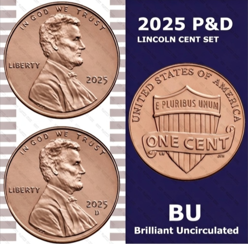 2025 P & D Lincoln Penny Uncirculated 2-Coin Mint Set -- LAST PENNIES Free Ship