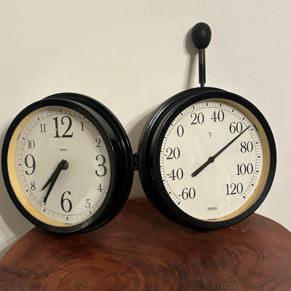Springfield Classic Double Sided Clock And Thermometer