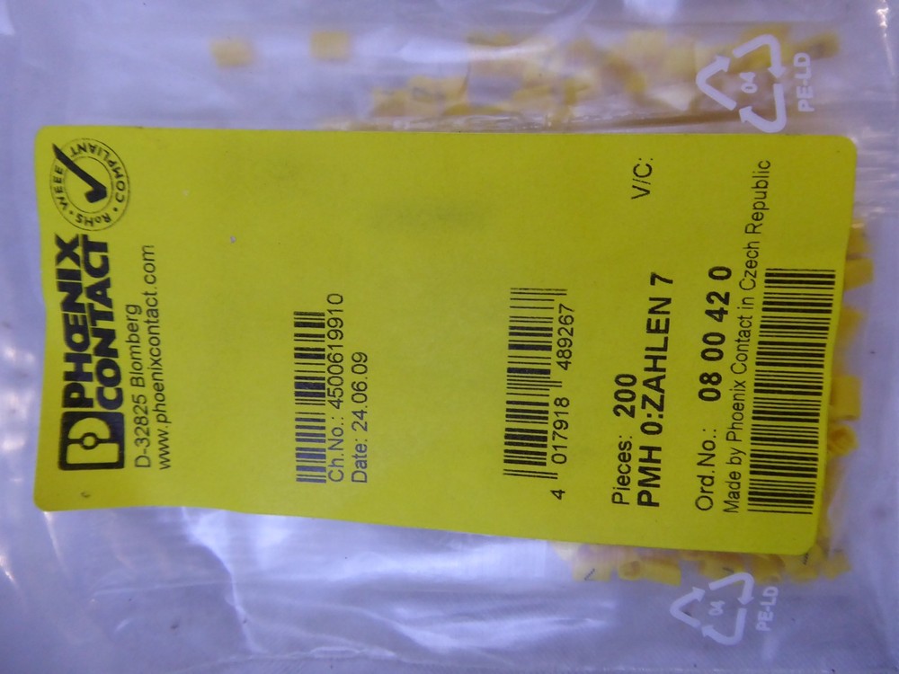 Phoenix Conductor Identification Sleeve Yellow, Cable Diameter Range: 1.4 ... 2.5mm