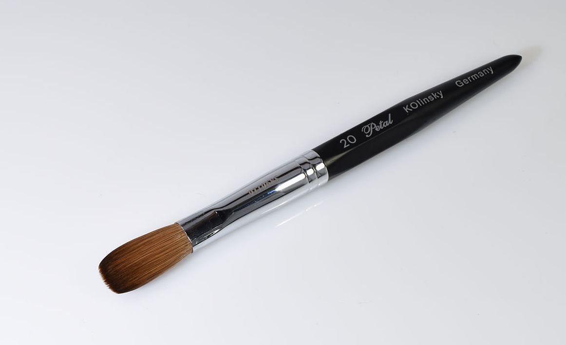 Six Angles- Black Petal Kolinsky Acrylic Nail Brush for Manicure Powder(CRIMPED)