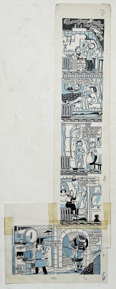 Marcel Magrum Grum Comic Drawing Heating Installer 1950