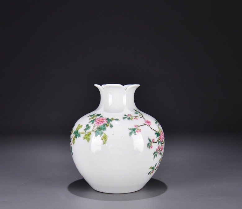 6.3'' YongZheng Marked Enamel Colour Porcelain Flower Bird Zun Vase Pot Bottle