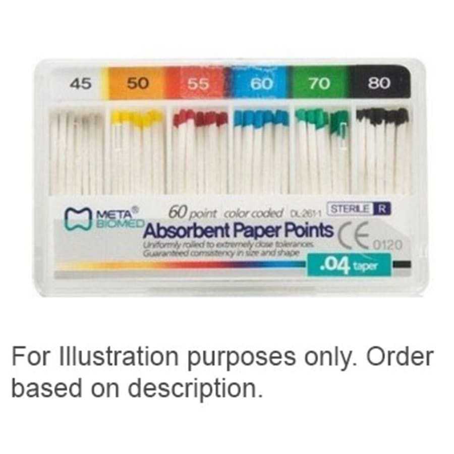 Absorbent Paper Points #55 Taper 0.04 Color Coded Spill-Proof Box 60